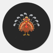 Thanksgiving Golf Turkey Funny Turkey Day Golf Cli ラウンドシール (正面)