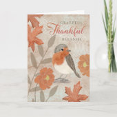 Thanksgiving Grateful Thankful Blessed Robin  カード (正面)