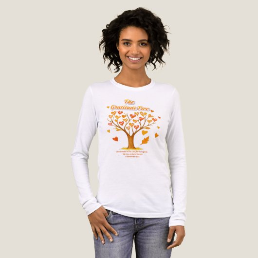 Thanksgiving Gratitude Tree Bella+Canvas T-Shirt トライブレンドＴシャツ (正面全体)
