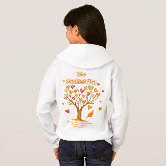 Thanksgiving Gratitude Tree Kids Pullover Hoodie (裏面フル)