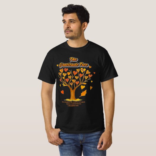 Thanksgiving Gratitude Tree Men's Value T-Shirt Tシャツ (正面フル)