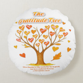 Thanksgiving Gratitude Tree Round Pillow ラウンドクッション