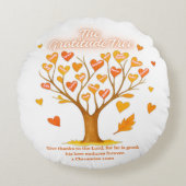 Thanksgiving Gratitude Tree Round Pillow ラウンドクッション (正面)