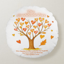 Thanksgiving Gratitude Tree Round Pillow ラウンドクッション