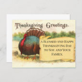 Thanksgiving Greetings Turkey Holiday Postcard シーズンポストカード (正面/裏面)