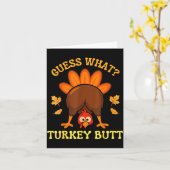 Thanksgiving Guess What Turkey Butt Funny Men Wome カード (黄色い花)