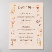 Thanksgiving Hand-Drawn Signature Cocktail Menu ポスター (正面)