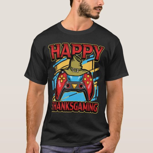 Thanksgiving Happyhanksgaming Holiday Gamer vintag Tシャツ (正面)