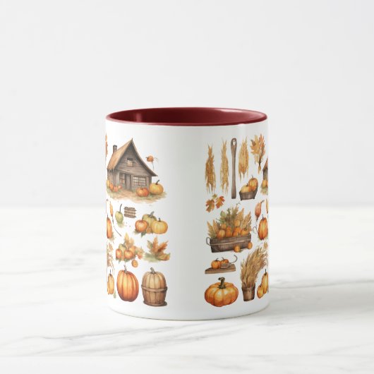 Thanksgiving Harvest Village Combo Mug マグカップ (中央)