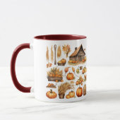 Thanksgiving Harvest Village Combo Mug マグカップ (左)