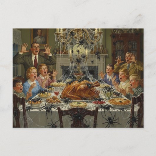 Thanksgiving Horror Spiders Invide the Table ポストカード (正面)