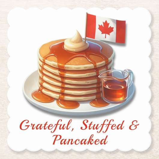 Thanksgiving Humour Canada | Maple Pancakes & Fall ペーパーコースター (正面)