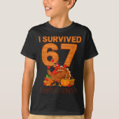 Thanksgiving I Survived 67 Days Of School Teacher  Tシャツ (正面)