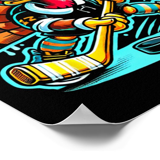 Thanksgiving Ice Hockey Turkey Day Fall  ポスター (角)