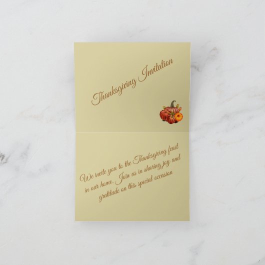 Thanksgiving invitation with pumpkins カード (内部)