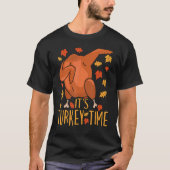 Thanksgiving It's Turkey Time Fall Leaf Dabbing Tu Tシャツ (正面)