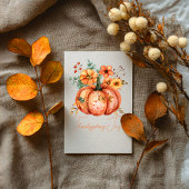 Thanksgiving Joy Floral Pumpkin Card カード
