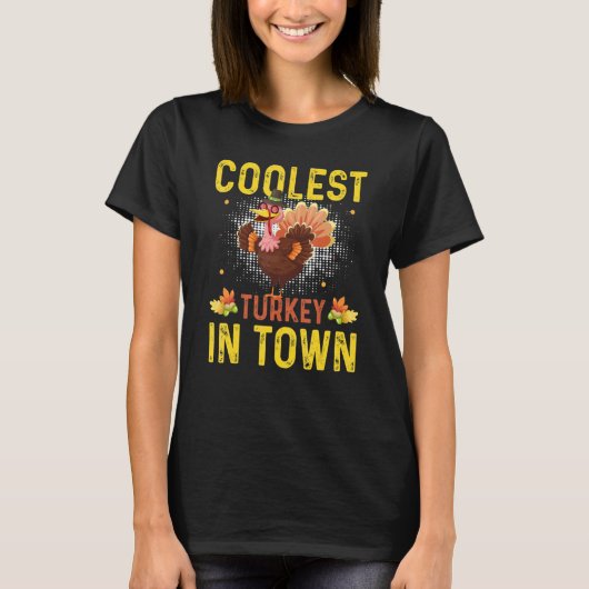 Thanksgiving Kids Toddler Boy Coolest Turkey In To Tシャツ (正面)