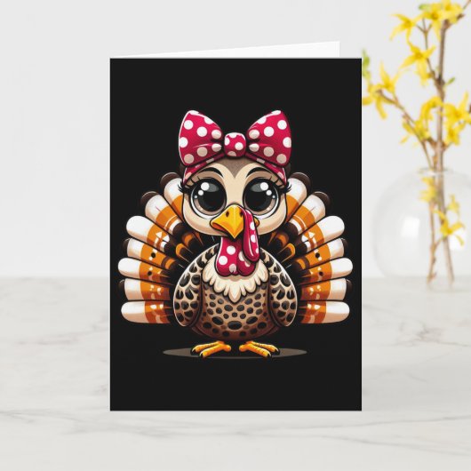 Thanksgiving Leopard Turkey Thanksgiving Autumn Fa カード (黄色い花)