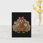 Thanksgiving Leopard Turkey Women Girl Autumn Fall カード (黄色い花)
