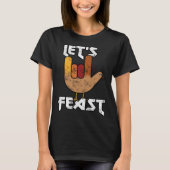Thanksgiving Let s Feast Turkey Rock & Roll Tシャツ (正面)