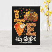 Thanksgiving Love 4th Grade Teacher Turkey Autumn  カード (黄色い花)