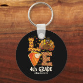 Thanksgiving Love 4th Grade Teacher Turkey Autumn  キーホルダー (正面)