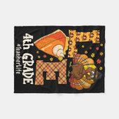 Thanksgiving Love 4th Grade Teacher Turkey Autumn フリースブランケット (正面(横))