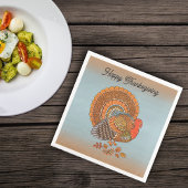 Thanksgiving Male Turkey Fanned Tail Blue Orange