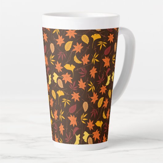 Thanksgiving Maple Fall Pattern カフェラテマグ (右アングル)