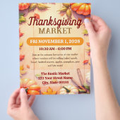 Thanksgiving Market Autumn Event Flyer Template チラシ (手)