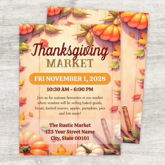 Thanksgiving Market Autumn Event Flyer Template チラシ
