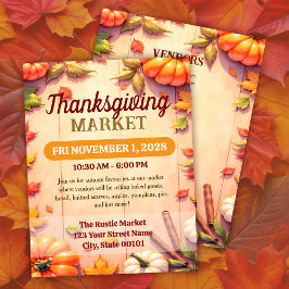 Thanksgiving Market Autumn Event Flyer Template チラシ