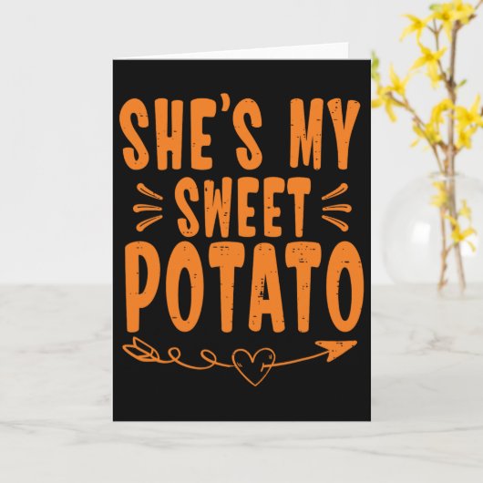 Thanksgiving Matching Couple She's My Sweet Potato カード (黄色い花)