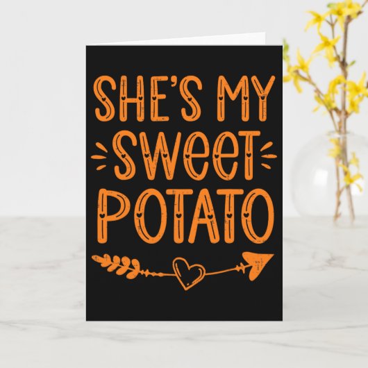 Thanksgiving Matching Couples She's My Sweet Potat カード (黄色い花)
