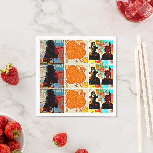 Thanksgiving Modern Art Collage スタンダードカクテルナプキン (インサイチュ)