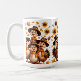 Thanksgiving Mug with turkeys family コーヒーマグカップ