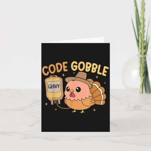 Thanksgiving Nurse Code Gobble Funny Rn Cna Medica カード (正面)