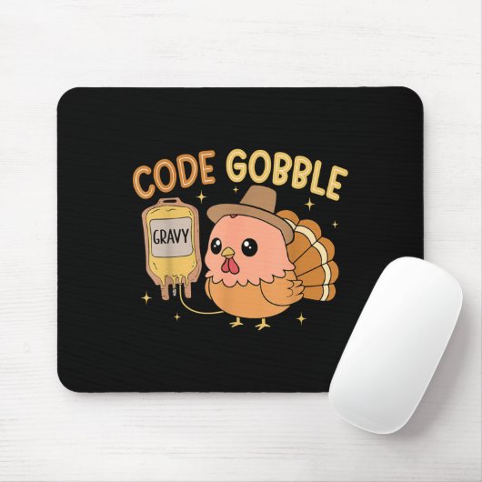 Thanksgiving Nurse Code Gobble Funny Rn Cna Medica マウスパッド (マウス)