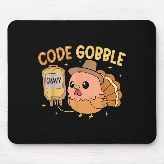Thanksgiving Nurse Code Gobble Funny Rn Cna Medica マウスパッド (正面)
