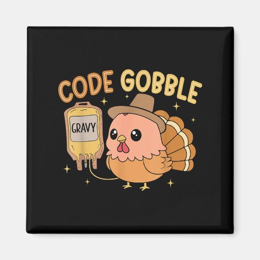 Thanksgiving Nurse Code Gobble Funny Rn Cna Medica マグネット (正面)