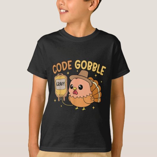 Thanksgiving Nurse Code Gobble Funny Turkey Rn Cna Tシャツ (正面)