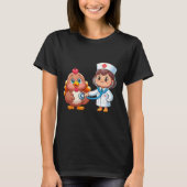 Thanksgiving Nurse Heartbeat Turkey Fall Scrub Top Tシャツ (正面)