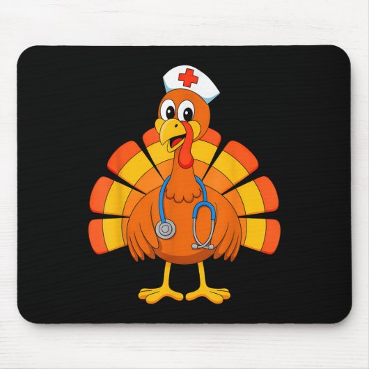 Thanksgiving Nurse Turkey Nurses Scrub Top Nursing マウスパッド (正面)