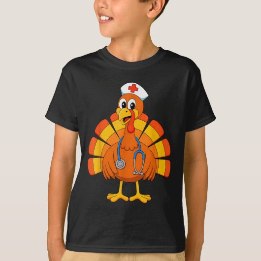 Thanksgiving Nurse Turkey Nurses Scrub Top Nursing Tシャツ (正面)