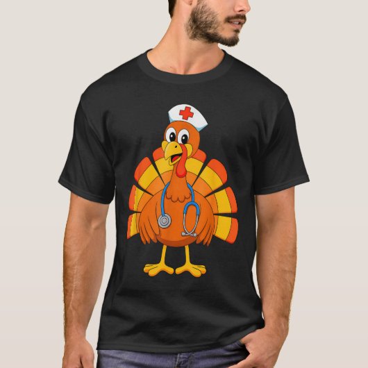 Thanksgiving Nurse Turkey Nurses Scrub Top Nursing Tシャツ (正面)