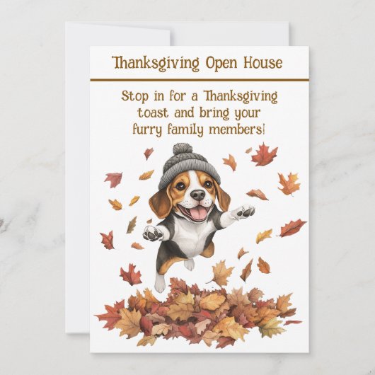 Thanksgiving Open House Invitation | Dog Friendly 招待状 (正面)