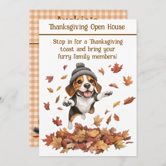 Thanksgiving Open House Invitation | Dog Friendly 招待状 (正面/裏面)