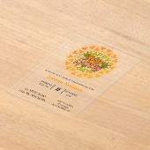 Thanksgiving Orange Bohemian Mandala Autumn Leaves アクリル招待状 (レイダウン)