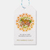 Thanksgiving Orange Bohemian Mandala Autumn Leaves ギフトタグ (正面)